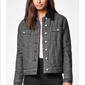 Black Sherpa lined denim jacket